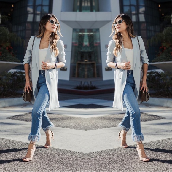 For The Republic • Distressed Fringe Hem Stretchy Denim Jeans - Picture 14 of 14